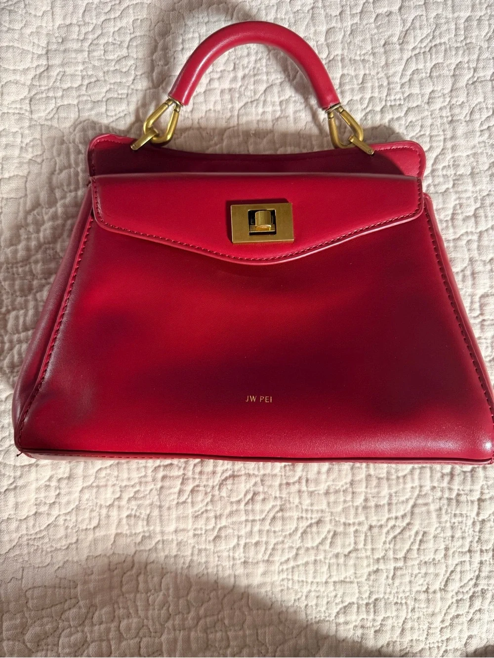 Red Leather Top-Handle Women's Bag